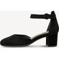 Tamaris Damen Wide FIT Pumps mit Riemen aus Leder, Black Suede, 36