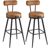 Vasagle EKHO Kollektion - Barstuhl 2er Set mit Rückenlehne drehbar karamellbraun LBC889K01