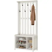 Vasagle Wieszak na ubrania ławka na buty 35x81x180 biały