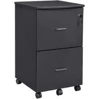 Helloshop26 Mobiler Büroschrank mit Schloss, 2 Schubladen, Rollenbremssystem, Schienen.