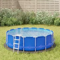 Markenlos Pool-Bodenmatte Hellgrau Ø244 cm aus Polyester-Geotextil