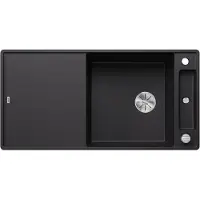 Markenlos BLANCO AXIA III XL 6 S-F | Granitspüle aus schwarz | mit | [99x50x20,2 cm] | für 60 cm breite Unterschränke | mit Glasschneidbrett | Reinigungsfreundlich | Einbauart: Flächenbündig