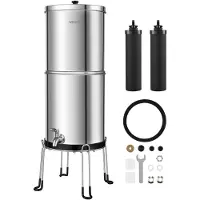 Vevor Schwerkraft-Wasserfilter Wasserfiltersystem 8,52 L Edelstahl 304, Wasserfilteranlage Reduziert Blei und bis zu 99 % Chlor, mit 2 Aktivkohlefiltern, für Zuhause und Camping