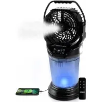 Duronic FM6 Akku Ventilator mit Sprühnebel, Tragbarer Wasserkühler 4 Stufen | 2l Wassertank für 5 Stunden Wasserkühlung, Handventilator mit Fernbedienung, LED Licht und Notsignal, USB C Powerbank