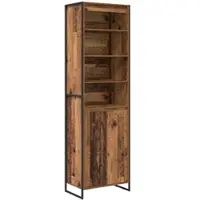 Helloshop26 - Set aus 2 modernen rechteckigen Hochschränken ästhetische Aufbewahrung 60 x 36 x 200 cm Holzwerkstoff Antik-Holzoptik 02_0056101