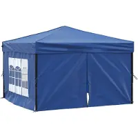 vidaXL Partyzelt Faltbar mit Seitenwänden Blau 3x3 m