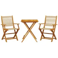 vidaXL 3-tlg. Bistro-Set Beige Polypropylen und Massivholz