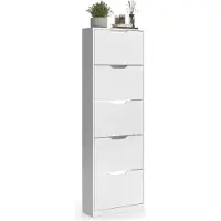 Vicco Schuhkipper Luca, Weiss, 59 x 180.5 cm mit 5 Kippfächern