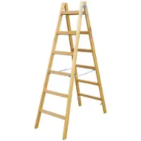 Iller-Leiter Iller Holz Stehleiter Classic mit Eimerhaken 2x8 Sprossen