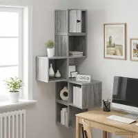 vidaXL Wand-Eckregal Sonoma-Grau 48 x 48 x 120 cm Holzwerkstoff