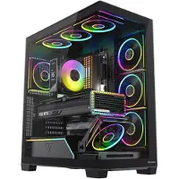 Modecom VOLCANO STELLAR PLUS ARGB 8F Schwarz, Midi Tower PC Gehäuse, 8 Lüfter, gehärtetes Glas, Staubfilter, ATX Mainboard Support, Kabelmanagement
