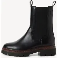 Tamaris Chelseaboots , Damen, Gr. 37, wärmend, schwarz, Elastischer Einsatz, Glattleder, unifarben, Basic, Schuhe Chelseaboots, Blockabsatz, Stiefelette mit TOUCH-IT Ausstattung