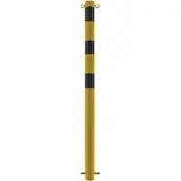 SCHAKE Absperrpfosten 476BG/2, 2 Ösen, schwarz/gelb, Metall, zum Einbetonieren, 7,6 x 140cm, starr