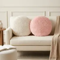 vidaXL Kissenbezug 6 stk. HEERLEN Rosa Ø 30 cm Faux Kaninchenfell