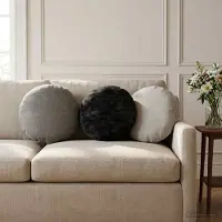 vidaXL Kissenbezug 6 stk. HEERLEN Dunkelgrau Ø 30 cm Chenille-Stoff