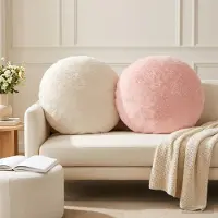 vidaXL Kissenbezug 2 stk. HEERLEN Rosa Ø 60 cm Faux Kaninchenfell