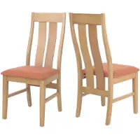 Mendler 2er-Set Esszimmerstuhl MCW-M58, Küchenstuhl Lehnstuhl Stuhl, Stoff/Textil Massiv-Holz helles Gestell, terrakotta