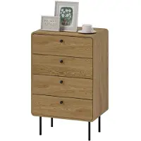 Helloshop26 Kommode mit 4 Schubladen für schmale Räume 60 x 39 x 91,5 cm sicherer Stauraum kippsicher Stil