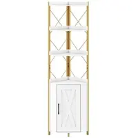 Helloshop26 - Eckkleiderschrank mit Stauraum 38 x 38 x 180 cm stabil und sicher modernes Design weißes Holzwerkstoff 20_0021062