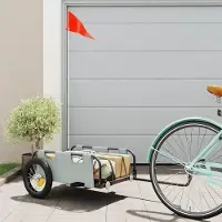 Markenlos Fahrradanhänger aus Oxford-Gewebe, 30kg Tragfähigkeit, grau, 122x53x33cm, Montage erforderlich