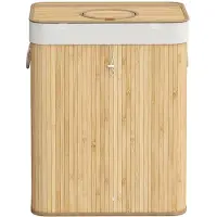 BellaFurn Statiegeldflessenverzamelbak 120 liter van bamboe | Beige | 40,5x50,5x61 cm