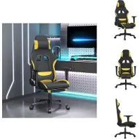 vidaXL Gaming-Stuhl mit Massage & Fußstütze Schwarz und Gelb Stoff - Gaming-Sessel