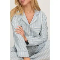Hunkemoller Pyjama-Jacke Longsleeve Woven Blau