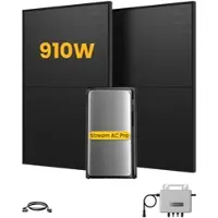 EcoFlow Balkonkraftwerk Set, 890/1000Wp Bifaziale Solarmodule, 800W Wechselrichter, Powerness - 2 x 455Wp Bifaziale Full Black / mit Stream AC pro 1920Wh / Versand