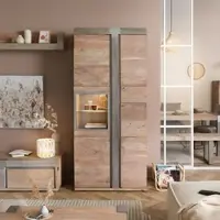 MASSIVMOEBEL24.DE Vitrine Akazie 90x45x204 beige lackiert Amsterdam #108