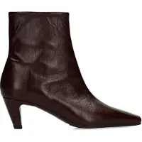 Manfield Bordeauxrote Lederstiefeletten mit Absatz | Größe 40