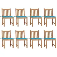 Markenlos 8 Gartenstühle aus massivem Teakholz mit Kissen