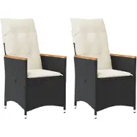 Markenlos 2er-Set verstellbare Gartensessel aus schwarzem Poly-Rattan, 56x59x92 cm, UV-beständig für Balkon, Terrasse, Camping und Außenbereich