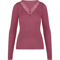 Hunkemoller Super Soft Spitzen-Shirt aus Kaschmir-Mix mit V-Ausschnit Rosa