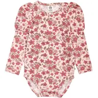 Müsli Body langarm mit Puffärmel Blumen, rosa | mehrfarbig, 80