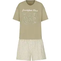 Hunkemoller Pyjama-Set mit Shorts und T-Shirt Grün