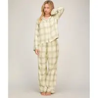 Hunkemoller Pyjama-Jacke Longsleeve Woven Grün