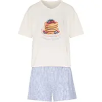 Hunkemoller Pyjama-Set mit Shorts und T-Shirt Weiß