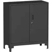 Helloshop26 Büroschrank 80 x 35 x 91 cm mit abschließbaren Türen, 2 gesicherten Regalen und