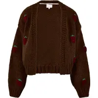 Apricot Cardigan "Grob gestrickte Strickjacke" mit Erdbeeren