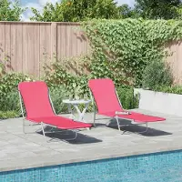 Markenlos Klappbare Sonnenliegen 2 STK. Stahl und Stoff Rosa,Möbel,GartenMöbel,GartensitzMöbel,Sonnenliegen,310345