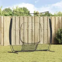 Markenlos Schwarzes Baseball-Übungsnetz aus Polyester, 250 x 106 x 209 cm, mit Tragetasche für Baseball- und Softballtraining im Außenbereich sowie für Wurf, Schlag, Fang und Zielgenauigkeit