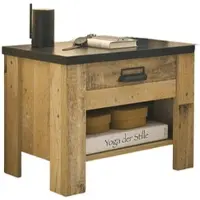Furn.Design NACHTTISCH Used Wood hell, dunkles Grau 60 x 46 cm, Nachtkommode mit Schubkasten und Soft-Close