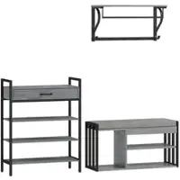 HOMCOM SCHUHREGAL 4 Ebenen Wandgarderobe mit Ablage 5 Haken und Stange gepolstert