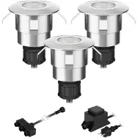 Ledscom.de LED Boden-Einbauleuchte Atria für außen Aluminium warmweiß je 14lm IP65 40mm Ø 3er Set