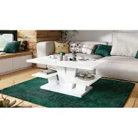 Mazzoni Design Couchtisch Viva Wohnzimmertisch mit Ablage, Weiß Hochglanz
