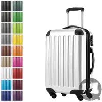 Hauptstadtkoffer Alex - Handgepäck-Koffer mit Erweiterung Kabinentrolley 4 Rollen, Bordgepäck für jede Airline, Reisetrolley Größe S Hartschale glänzend, 55 cm, 42 Liter,Weiß