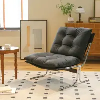 Great han Bequemer Kunstleder Sessel Metallbeine Barcelona Stil Schwarz für Wohnzimmer Balkon