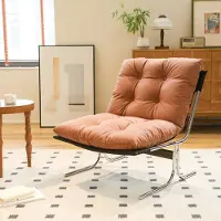 Great han Bequemer Kunstleder Sessel Metallbeine Barcelona Stil Braun für Wohnzimmer Balkon