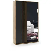 BM-Möbel MILO Kleiderschrank mit Schiebetüren und Spiegel – 100 × 62 × 245 cm