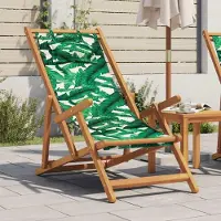 Markenlos Neigbarer und faltbarer Strandstuhl aus massivem Eukalyptusholz mit atmungsaktivem Stoff, 3 verstellbaren Positionen, wasserdichtem Bezug und robuster Struktur für Garten und Hof